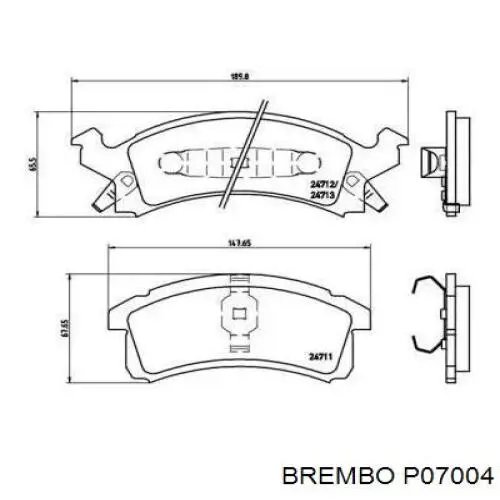 Передние тормозные колодки P07004 Brembo