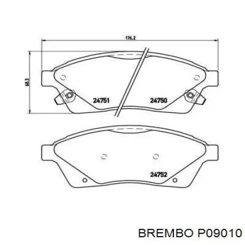 Передние тормозные колодки P09010 Brembo