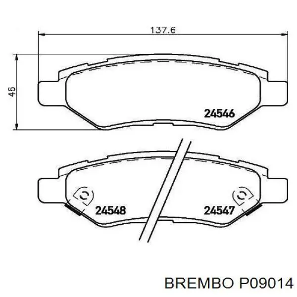 P09014 Brembo колодки тормозные задние дисковые