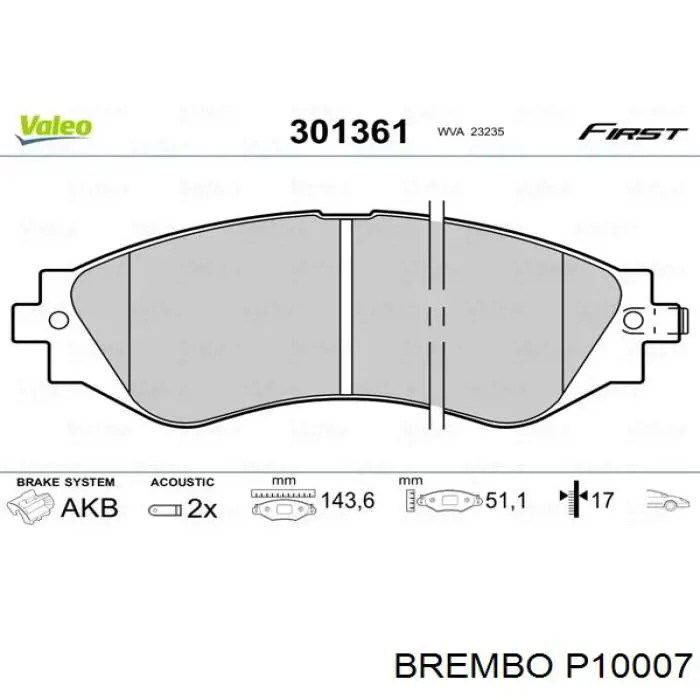 Купить P10007 Brembo Колодки тормозные