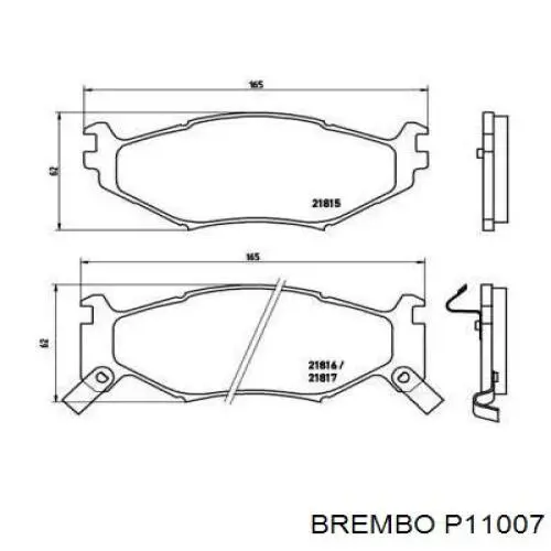 P11007 Brembo колодки тормозные передние дисковые