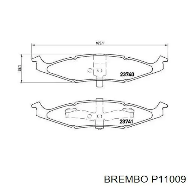 P11009 Brembo колодки тормозные передние дисковые