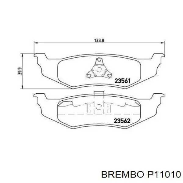P11010 Brembo Колодки тормозные дисковые комплект