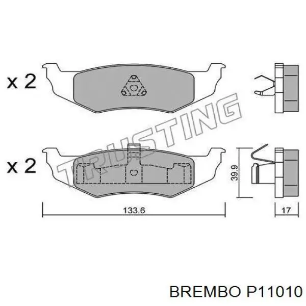 Купить P11010 Brembo Колодки тормозные задние, дисковые