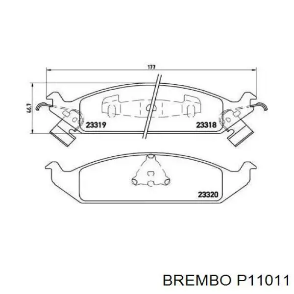 P11 011 Brembo колодки тормозные передние дисковые