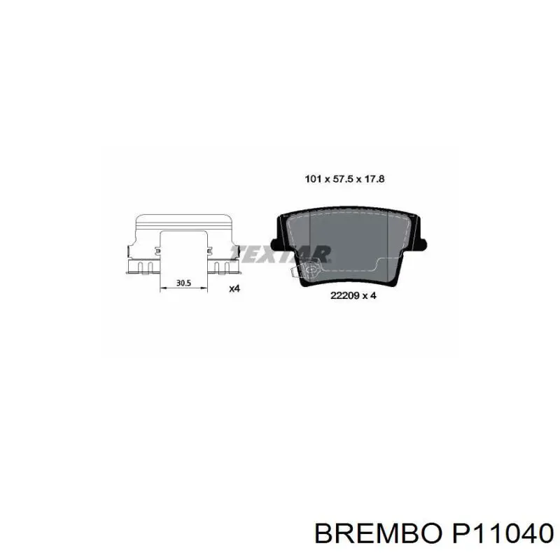 Pastillas de freno traseras P11040 Brembo