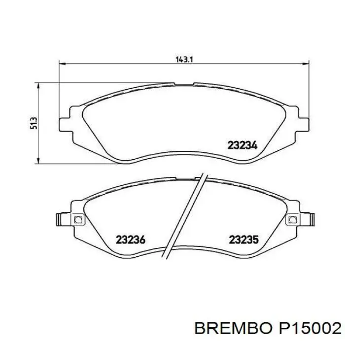 Pastillas de freno delanteras P15002 Brembo