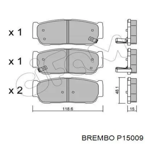 P15009 Brembo Колодки тормозные дисковые комплект