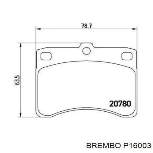 Передние тормозные колодки P16003 Brembo