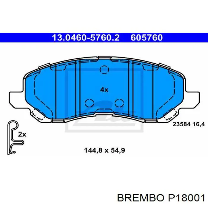 Pastillas de freno delanteras P18001 Brembo