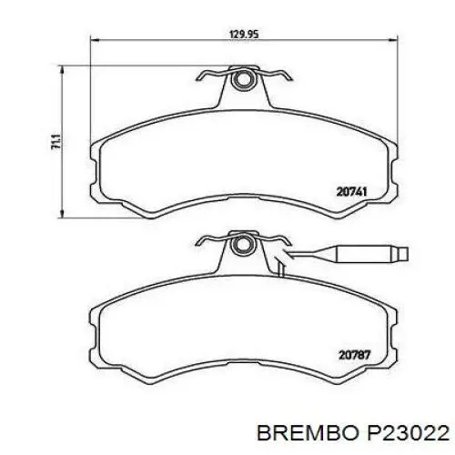 P23022 Brembo колодки тормозные передние дисковые