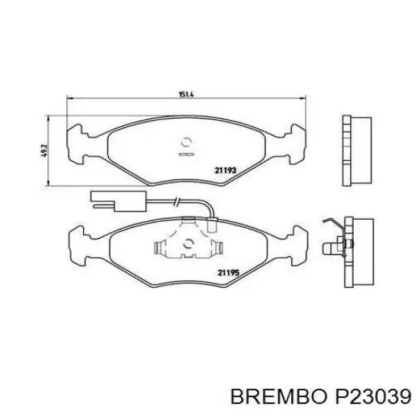 Передние тормозные колодки P23039 Brembo