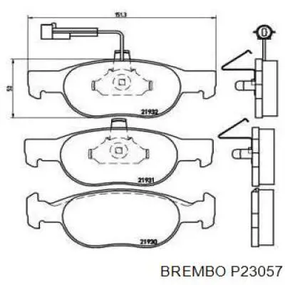 P23057 Brembo колодки тормозные передние дисковые
