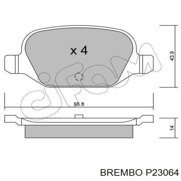 P23064 Brembo колодки тормозные задние дисковые