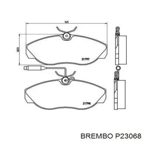 P23068 Brembo колодки тормозные передние дисковые