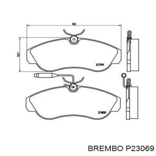 P23069 Brembo колодки тормозные передние дисковые