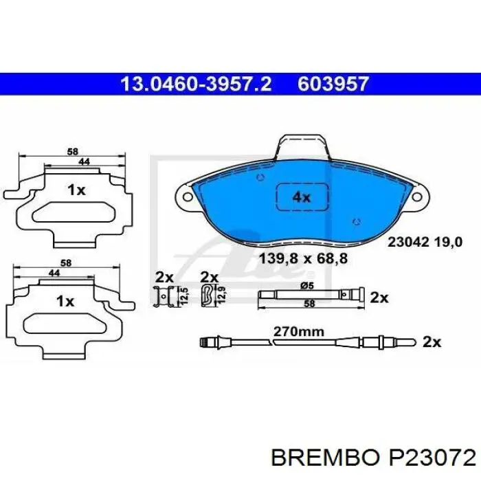 Купить P23072 Brembo Колодки тормозные