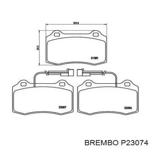 P23074 Brembo Колодки передние