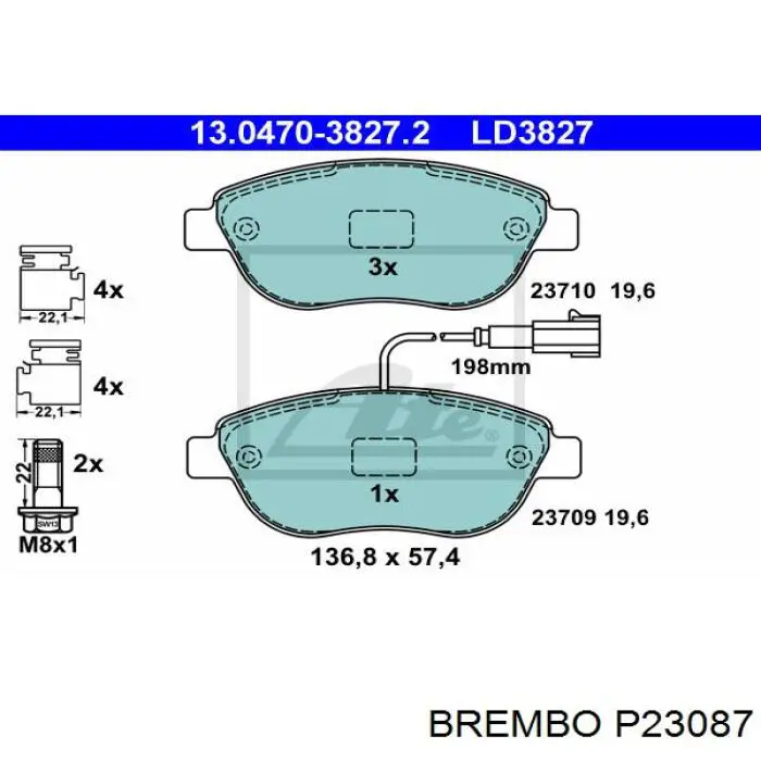 Купить P23087 Brembo Колодки тормозные