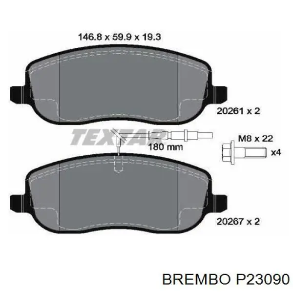 Купить P23090 Brembo Колодки тормозные