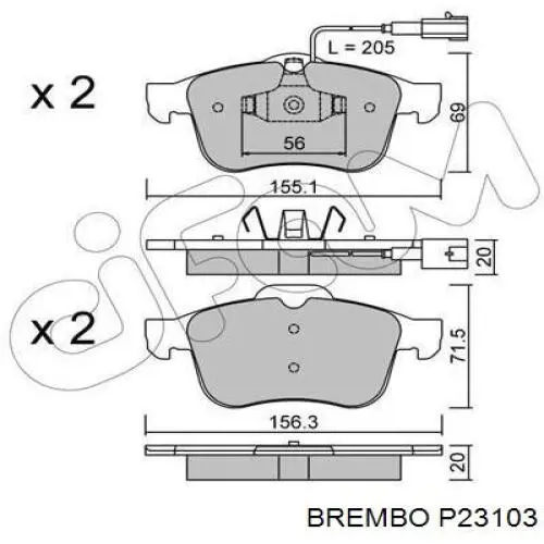 Купить P23103 Brembo Колодки тормозные