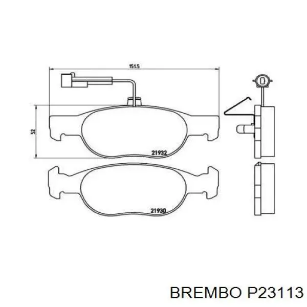 P23113 Brembo колодки тормозные передние дисковые