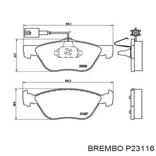 P23116 Brembo колодки тормозные передние дисковые