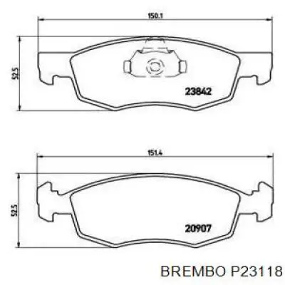 P23118 Brembo колодки тормозные передние дисковые