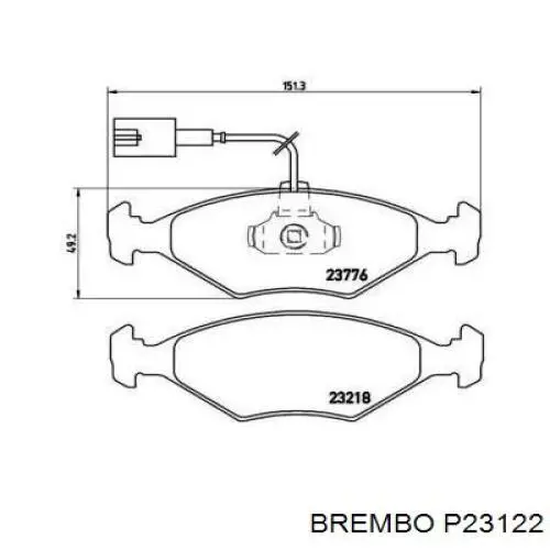 P23 122 Brembo колодки тормозные передние дисковые