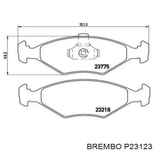 P23123 Brembo колодки тормозные передние дисковые