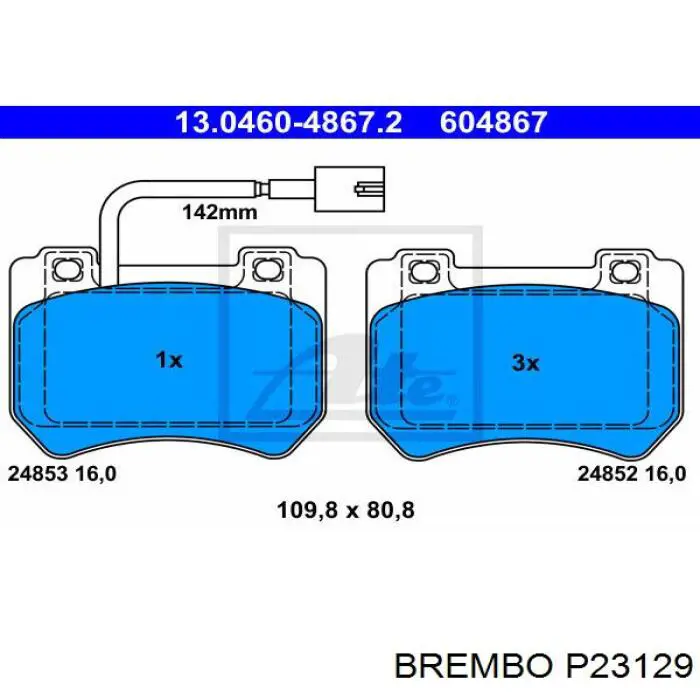 Тормозные колодки Brembo P23129