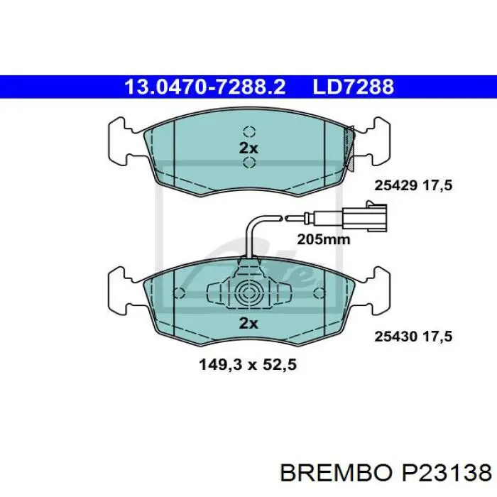 Тормозные колодки Brembo P23138
