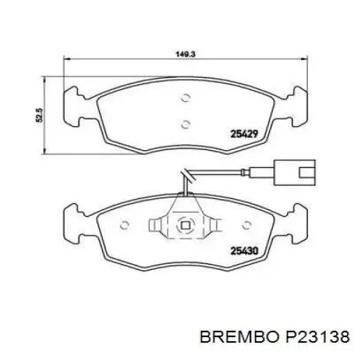 P23138 Brembo колодки тормозные передние дисковые