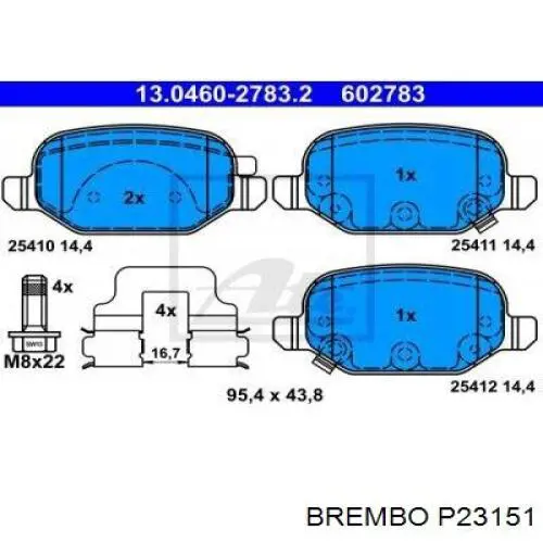 Купить P23151 Brembo Колодки тормозные задние, дисковые