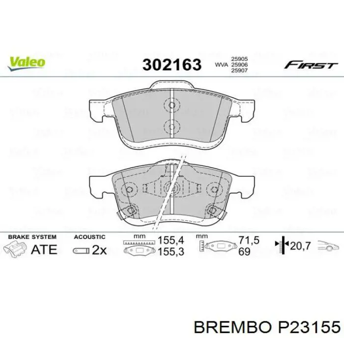 Купить P23155 Brembo Колодки тормозные