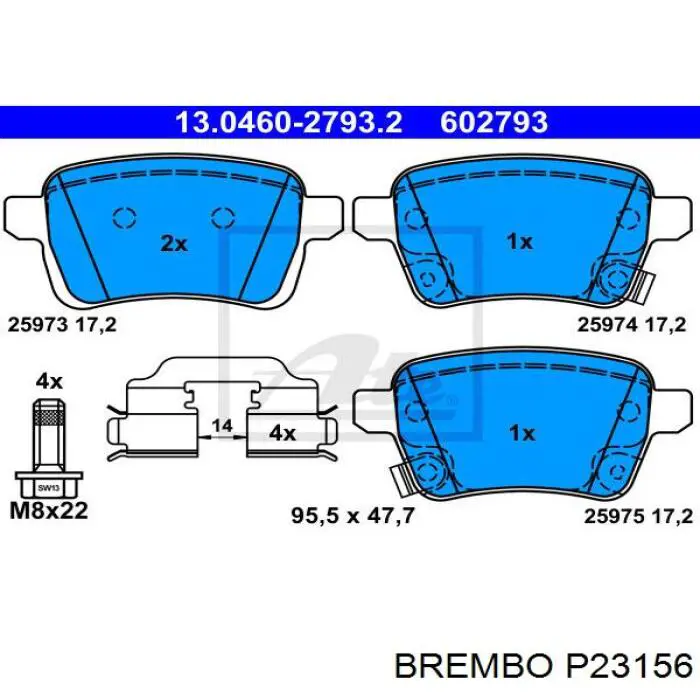 P23156 Brembo sapatas do freio traseiras de disco