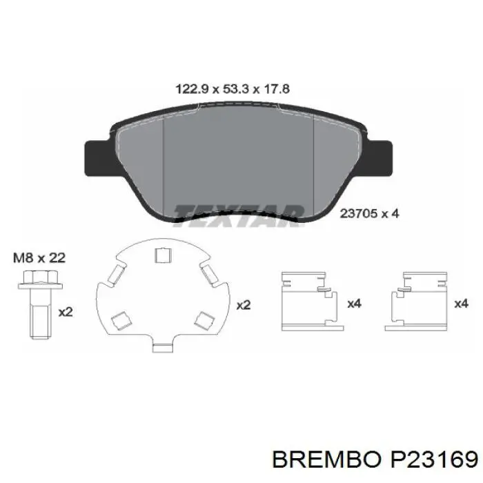Тормозные колодки Brembo P23169