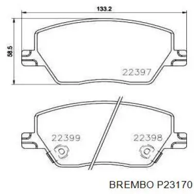 P23170 Brembo sapatas do freio dianteiras de disco