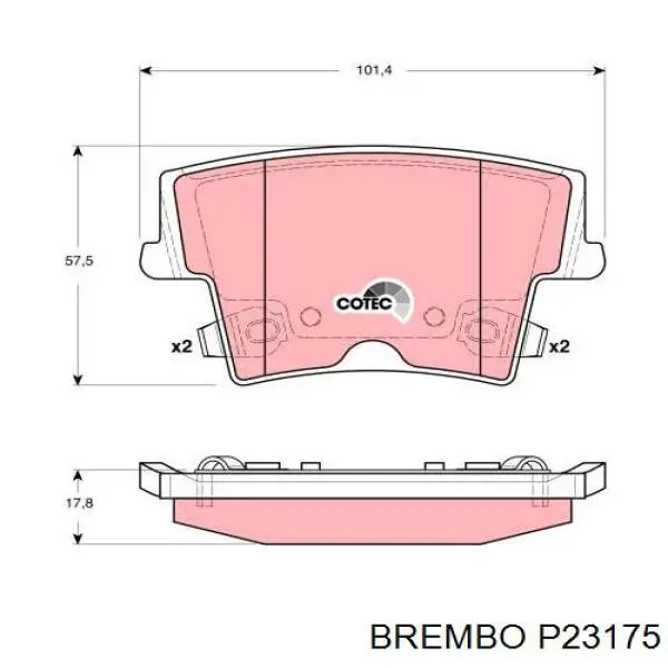 Купить P23175 Brembo Колодки тормозные задние, дисковые