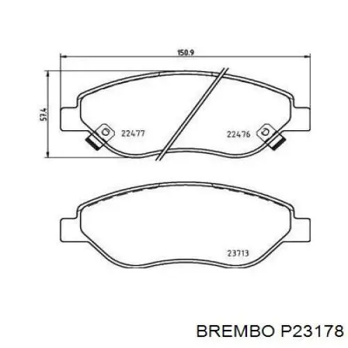 P23178 Brembo sapatas do freio dianteiras de disco