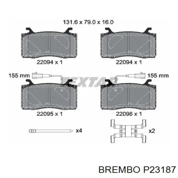 Передние тормозные колодки P23187 Brembo