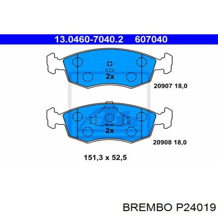 Купить P24019 Brembo Колодки тормозные