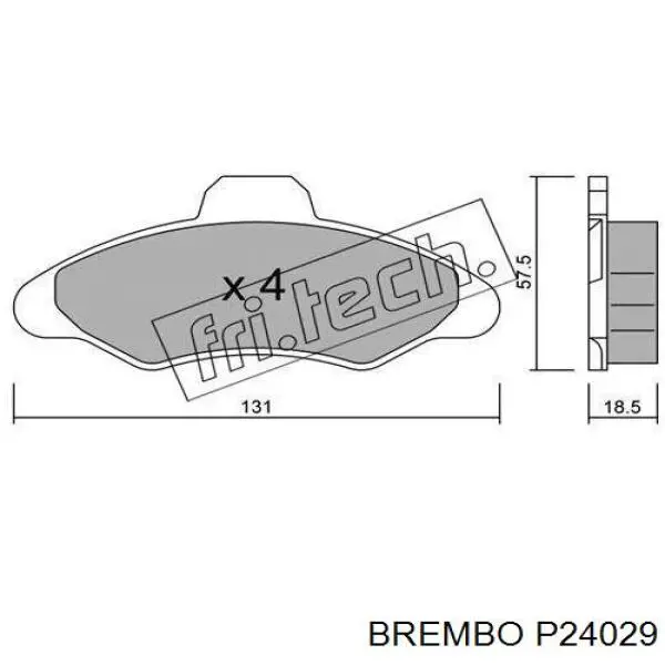 P24 029 Brembo колодки тормозные передние дисковые