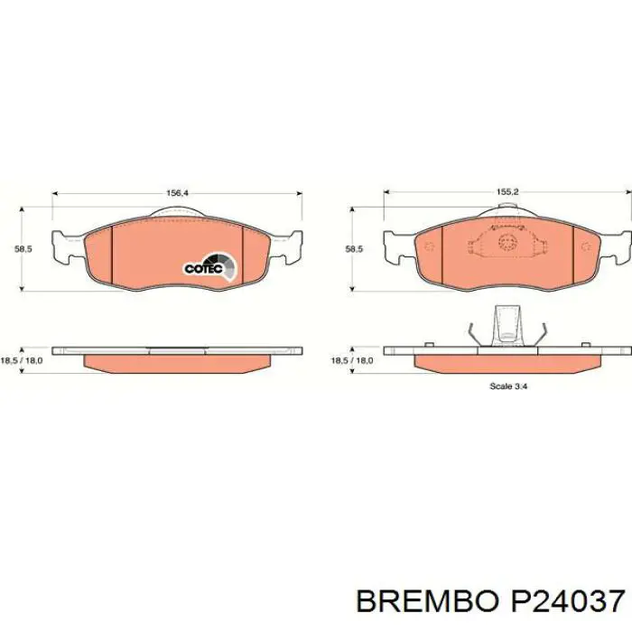 P24037 Brembo Колодки передние
