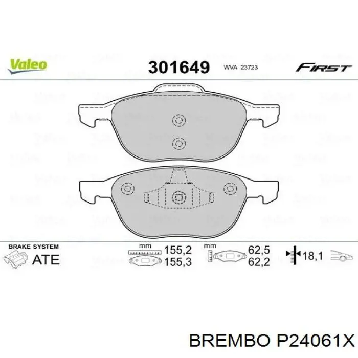 Купить P24061X Brembo Колодки тормозные