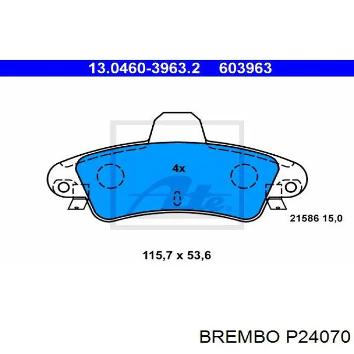 Задние тормозные колодки P24070 Brembo