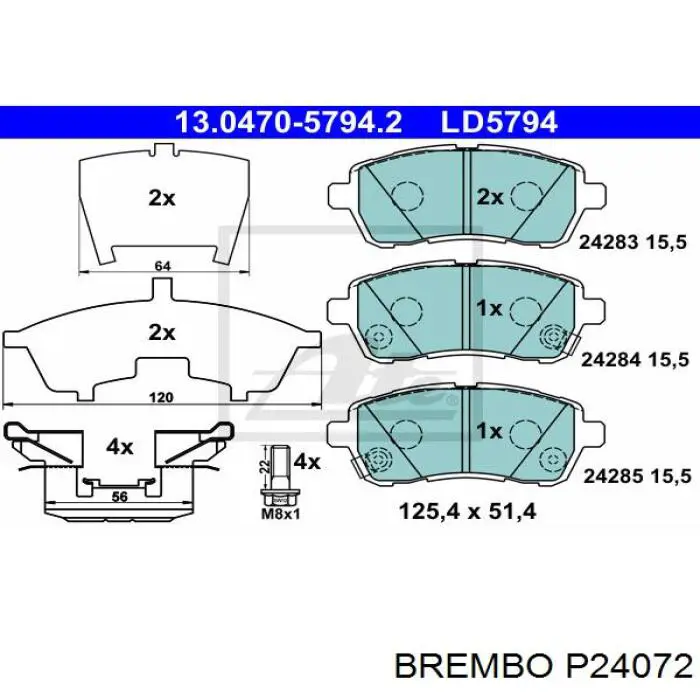 Купить P24072 Brembo Колодки тормозные
