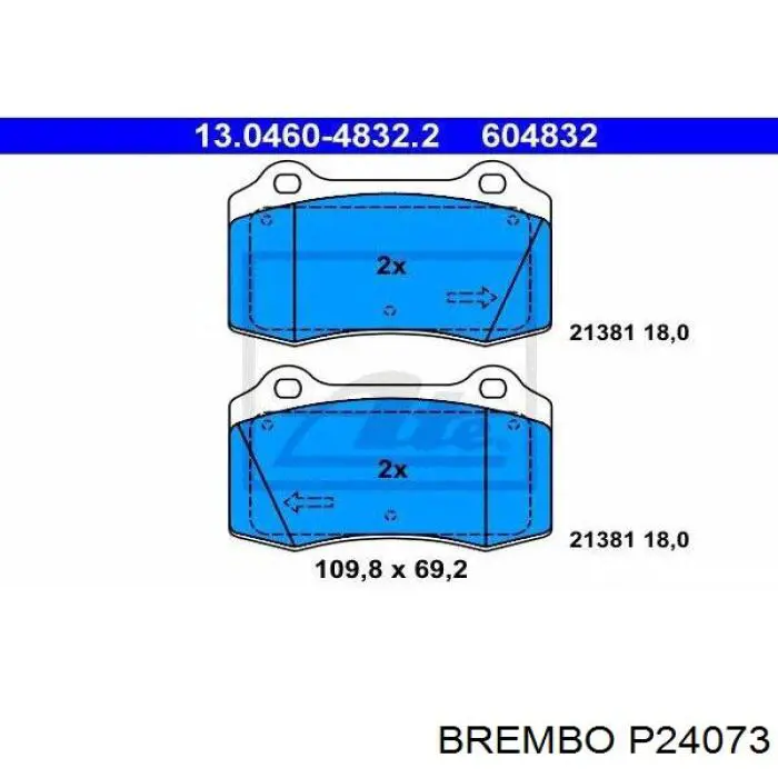 P24073 Brembo Колодки передние