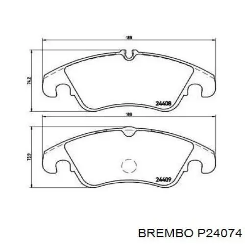 P24074 Brembo колодки тормозные передние дисковые