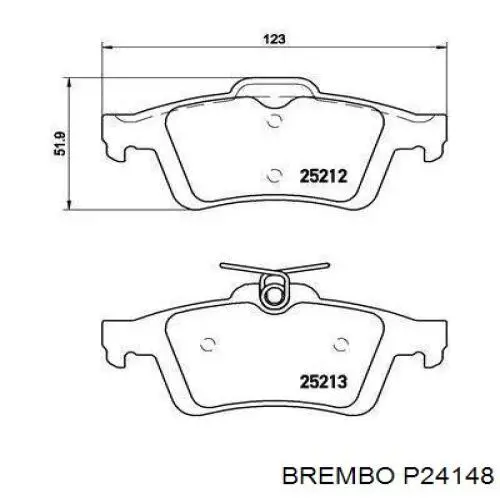 Купить P24148 Brembo Колодки тормозные задние, дисковые